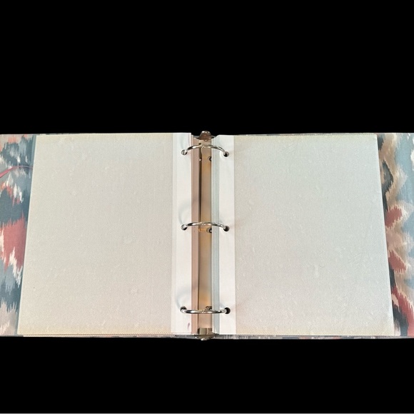 Vintage Fabric Padded Photo Album Binder Ikat Print Heart Lace Detail 3 Ring - Picture 4 of 5
